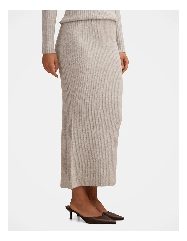 Marcie Ribbed Knitted Skirt in Grey image 3