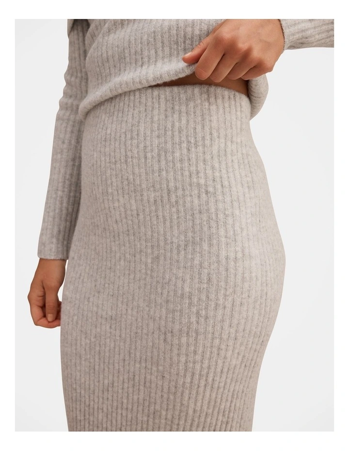 Marcie Ribbed Knitted Skirt in Grey image 4