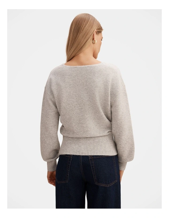 Eloise V Neck Jumper in Grey image 2