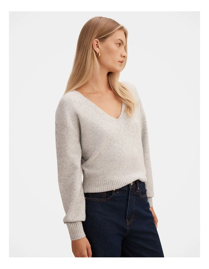 Eloise V Neck Jumper in Grey image 3