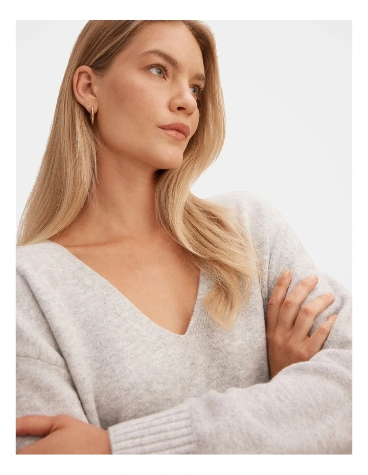 Eloise V Neck Jumper in Grey image 4