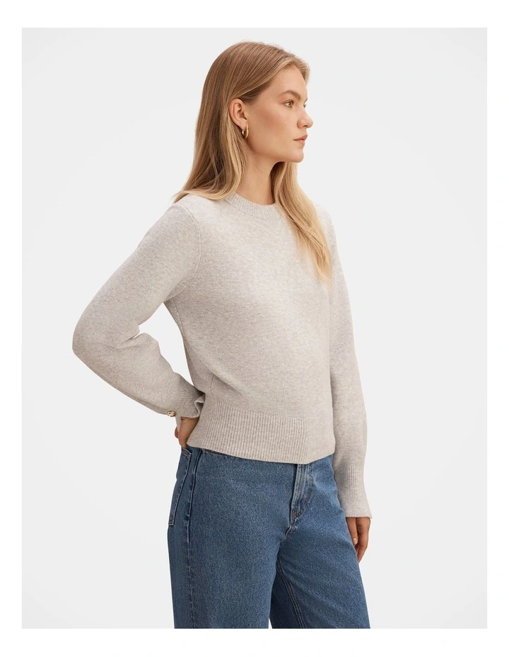 Ellie Cuff Detail Jumper in Grey image 3