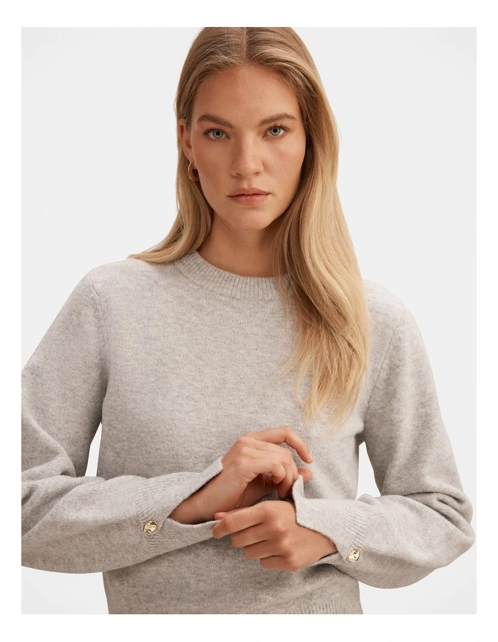 Ellie Cuff Detail Jumper in Grey image 4