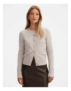 May Crew Neck Cardigan in Grey