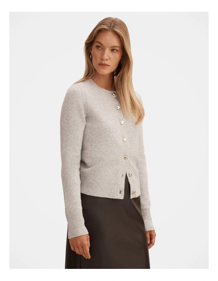 May Crew Neck Cardigan in Grey image 3