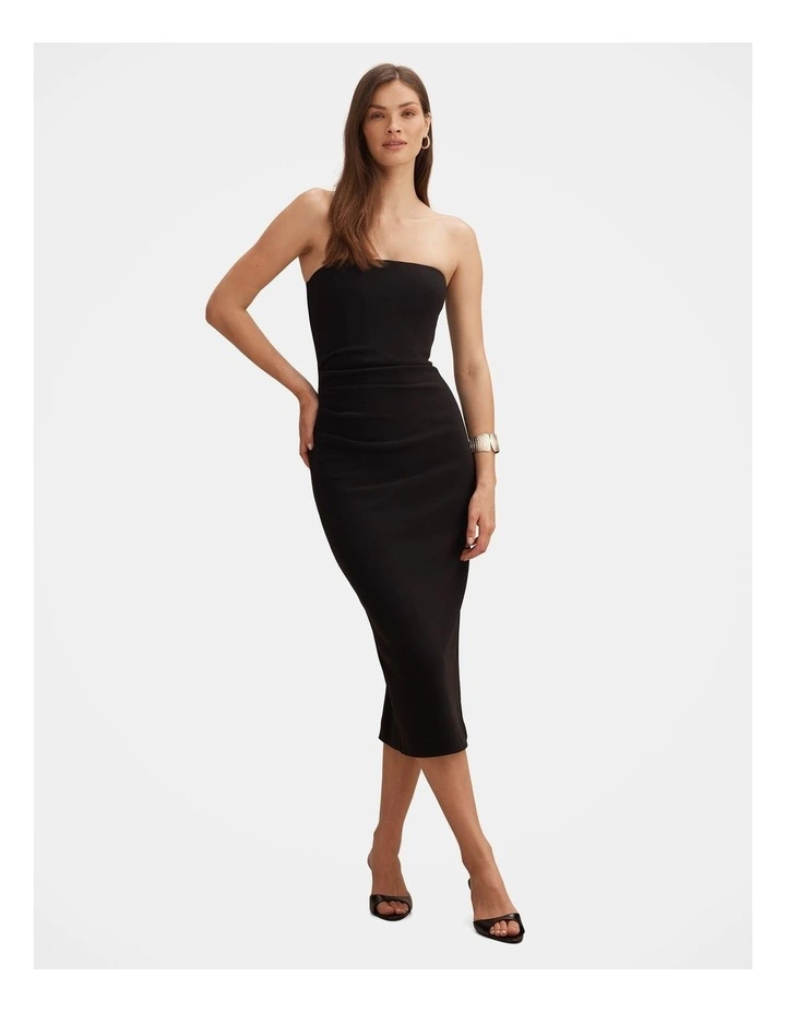 Betty Strapless Bodycon Dress in Black image 1