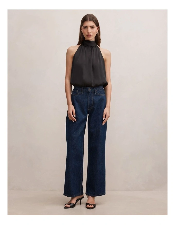 Scarlett Halter Neck Bubble Hem Top in Black image 5
