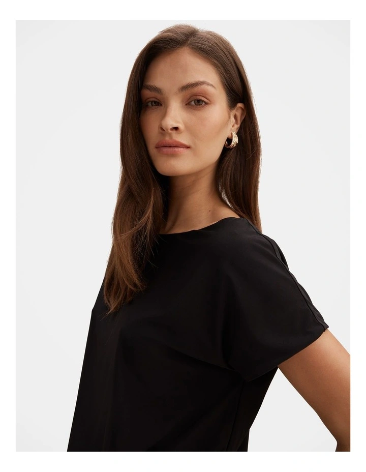 Kiara Tipped Draped Jersey Mini Dress in Black image 4