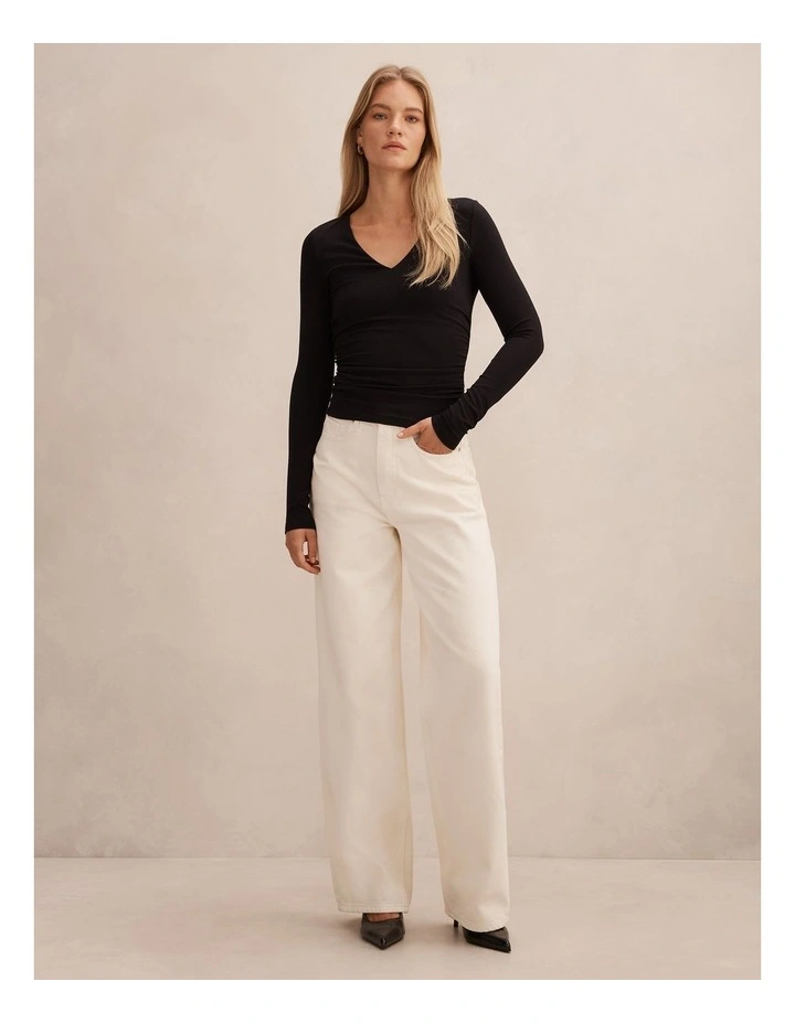 Alice V Neck Long Sleeve Top in Black image 5