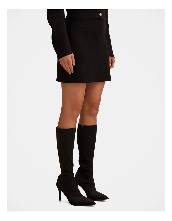 Karla Knitted Mini Skirt in Black image 3