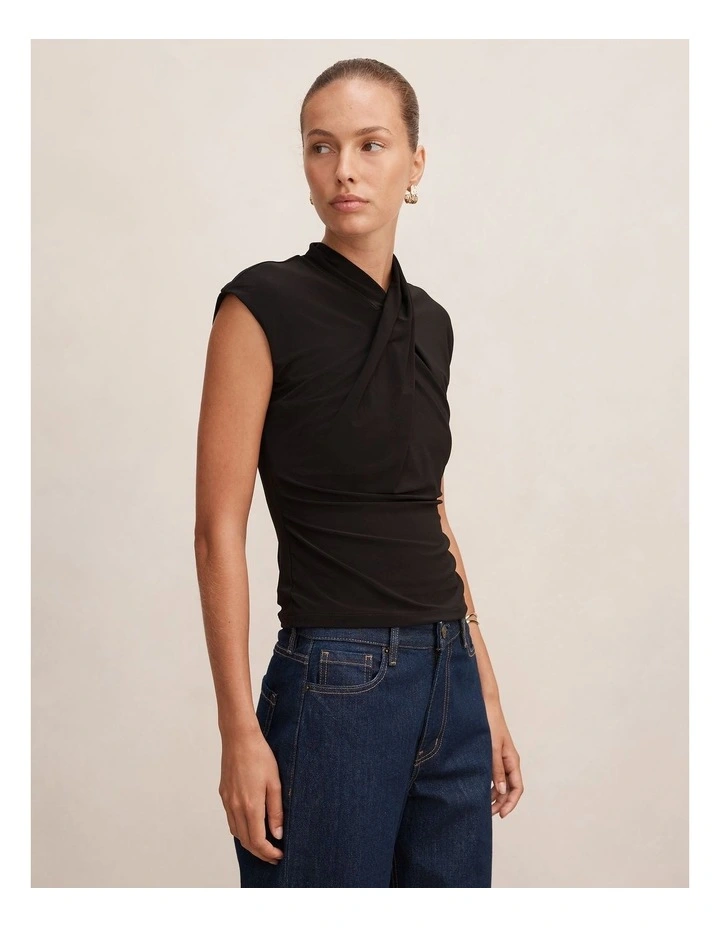 Trinity Twist High Neck Top in Black image 3