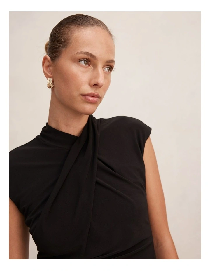 Trinity Twist High Neck Top in Black image 4