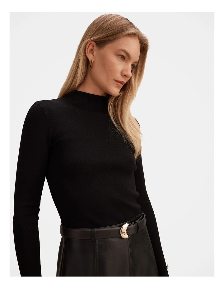 Monique Faux Leather A-Line Dress in Black image 4