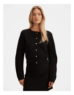 Karla Sculpt Sleeves Cardigan in Black