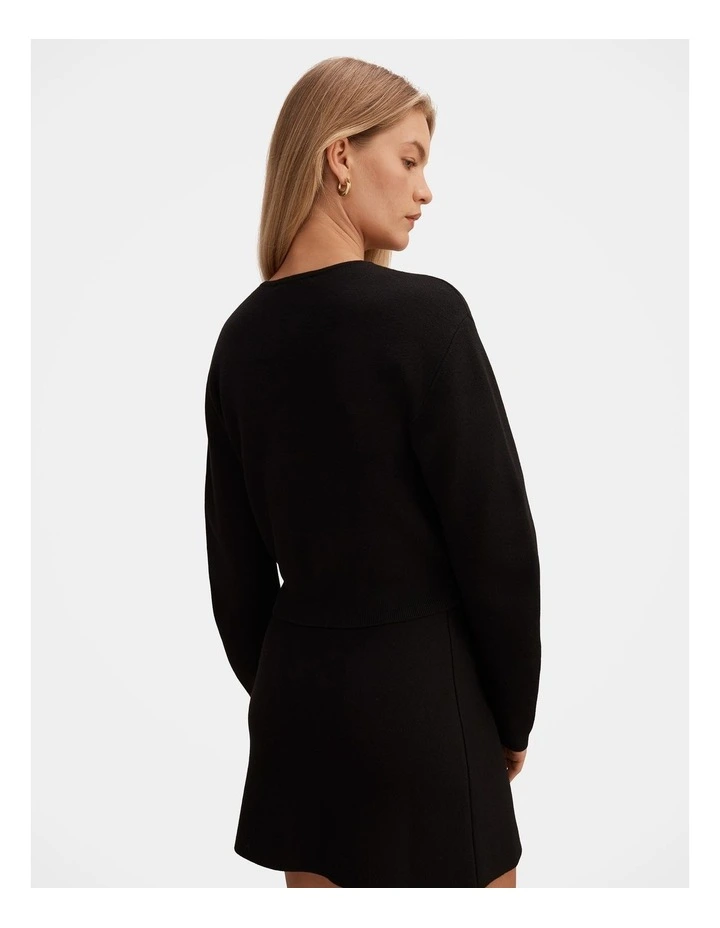 Karla Sculpt Sleeves Cardigan in Black image 2