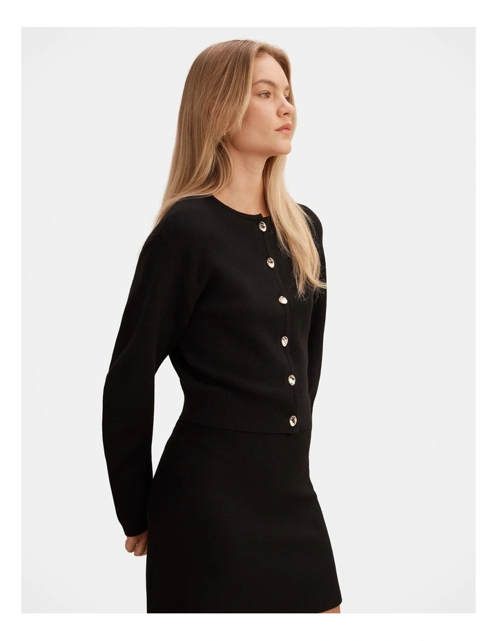 Karla Sculpt Sleeves Cardigan in Black image 3