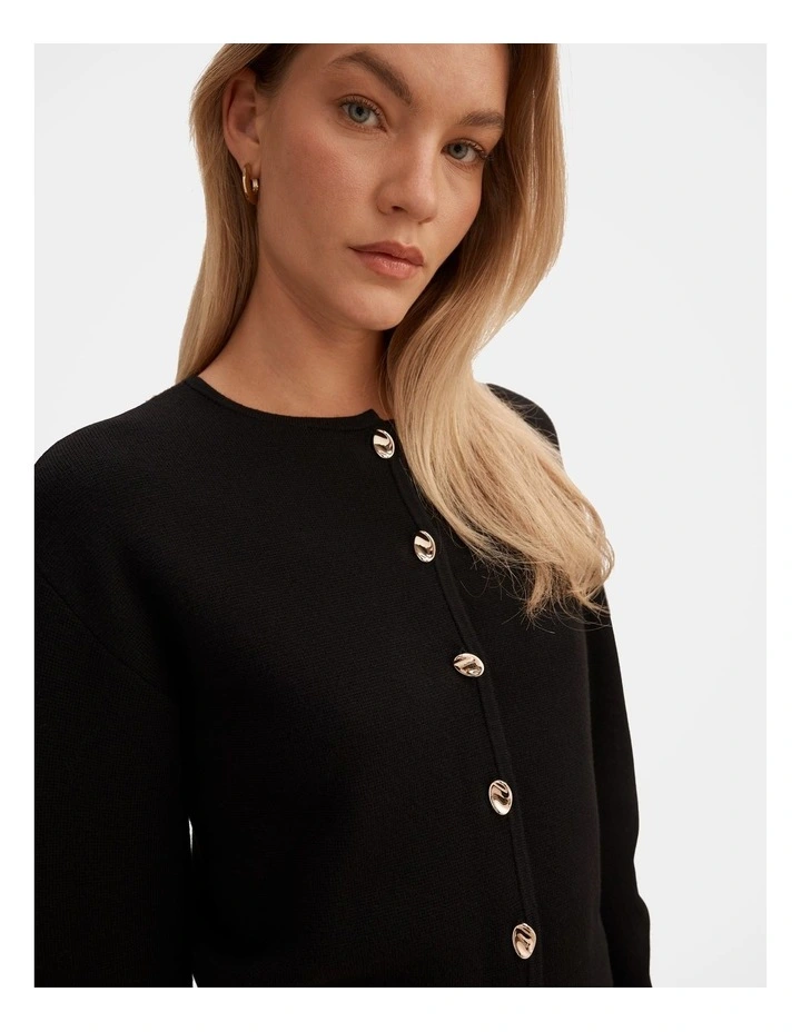 Karla Sculpt Sleeves Cardigan in Black image 4