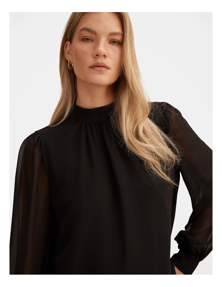 Deja Sheer Blouse in Black image 4