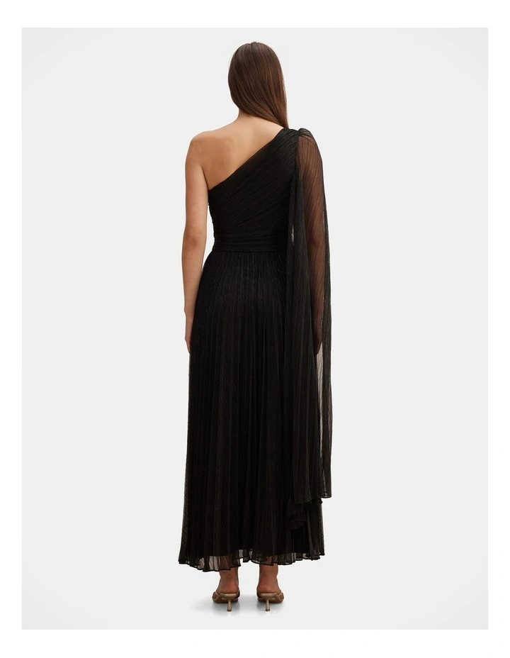 Samara One Shoulder Plisse Maxi Dress in Black image 2