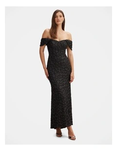 Asher Off Shoulder Gown in Black