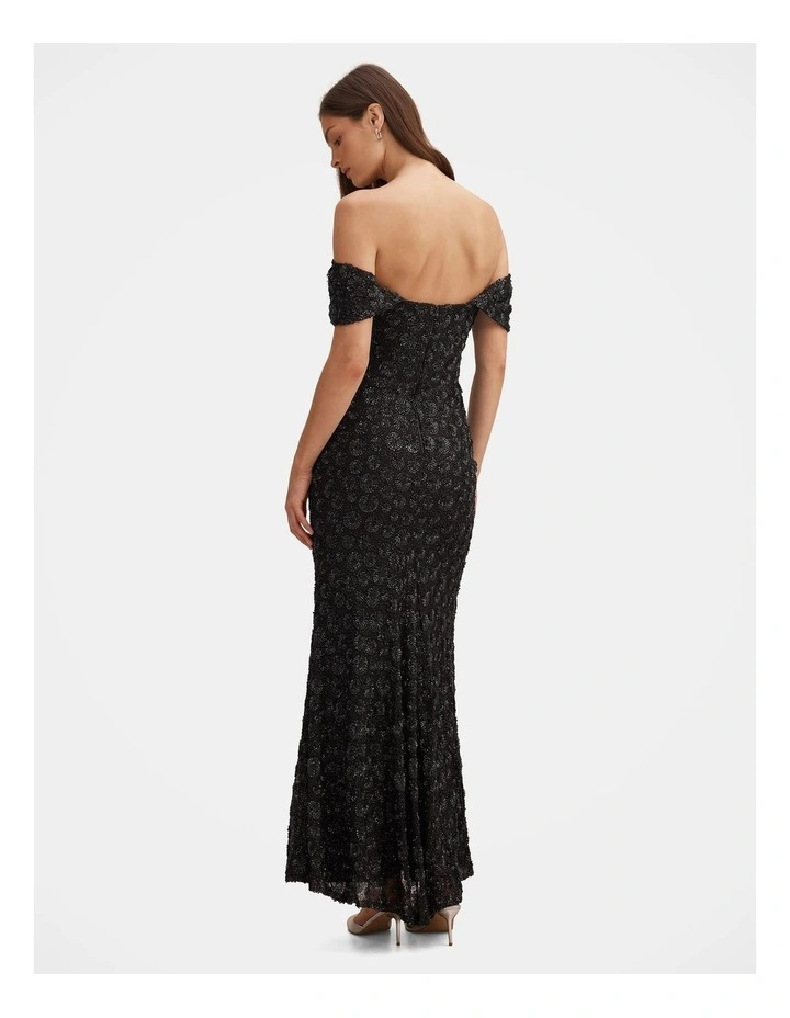Asher Off Shoulder Gown in Black image 2