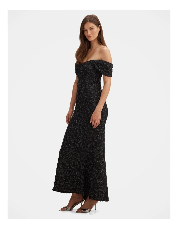 Asher Off Shoulder Gown in Black image 3