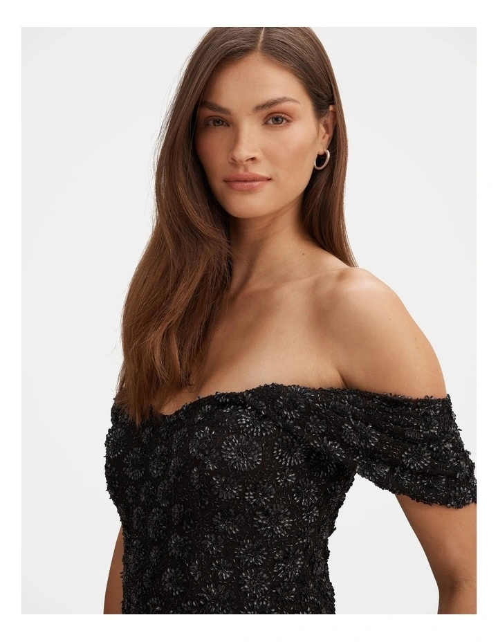 Asher Off Shoulder Gown in Black image 4