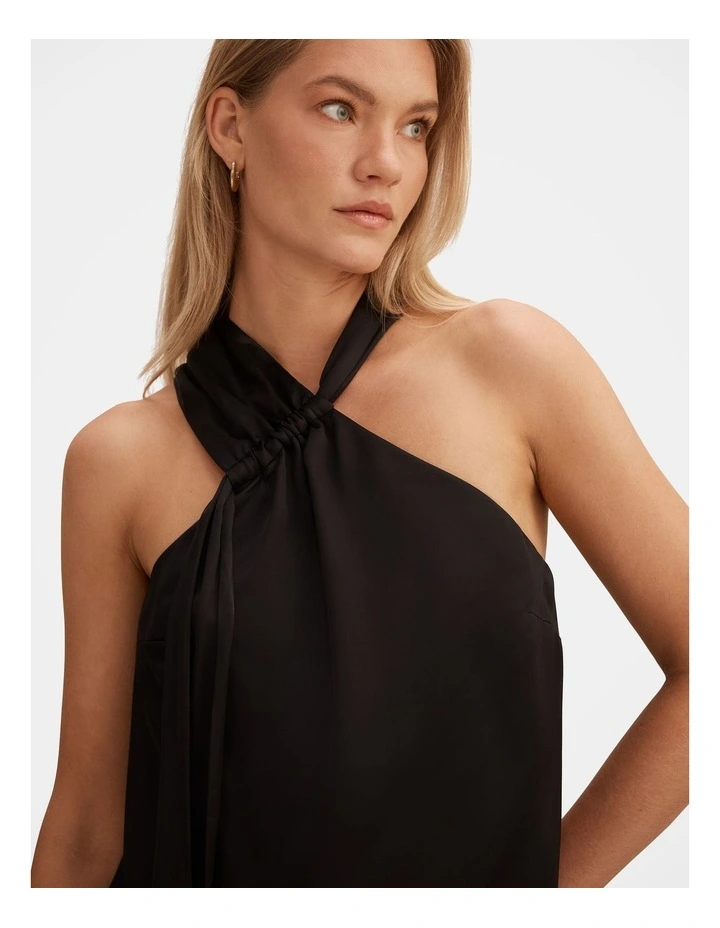 Christina Satin Ruched Cami Top in Black image 4