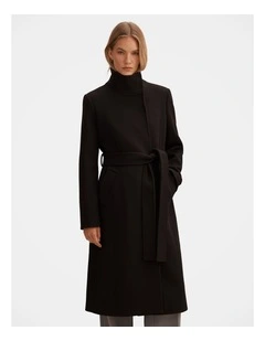 Phoebe Funnel Neck Coat in Black