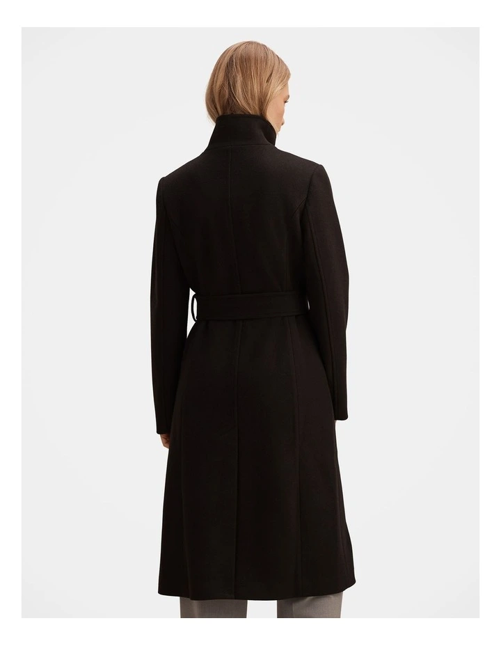 Phoebe Funnel Neck Coat in Black image 2