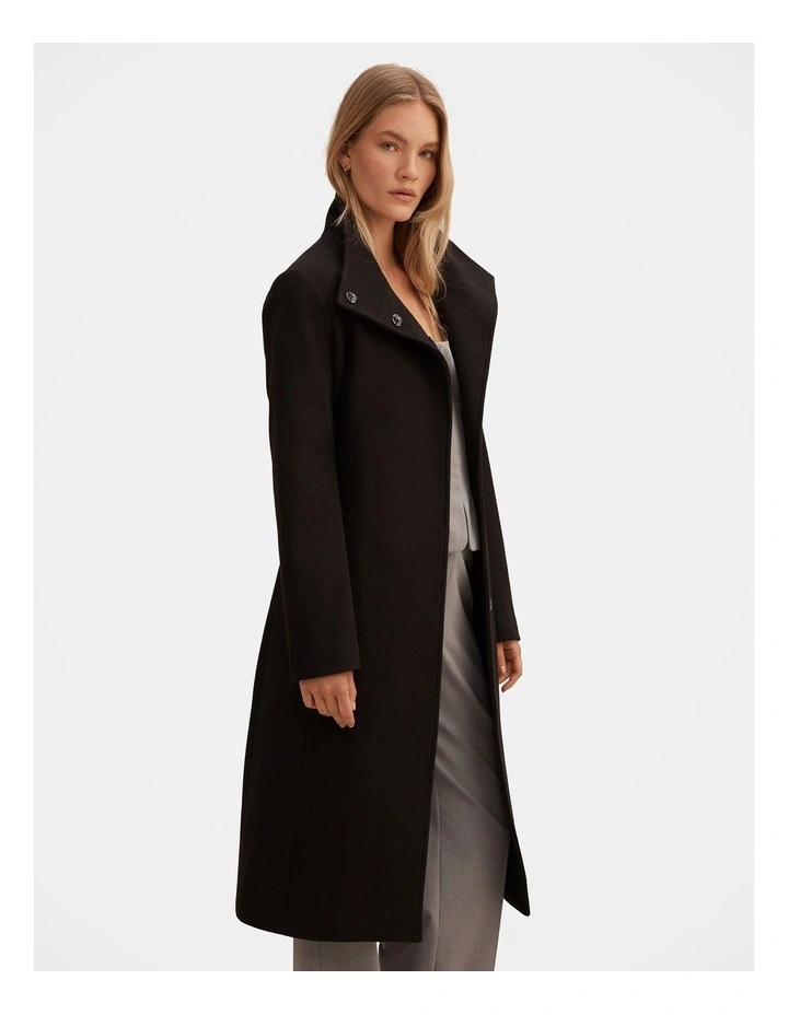 Phoebe Funnel Neck Coat in Black image 3