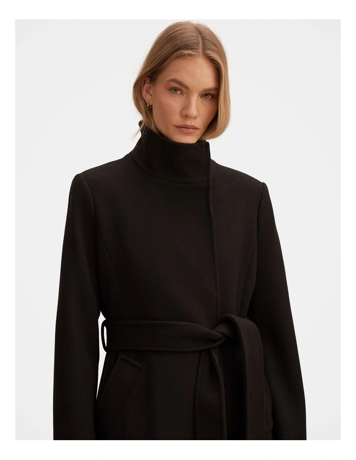 Phoebe Funnel Neck Coat in Black image 4