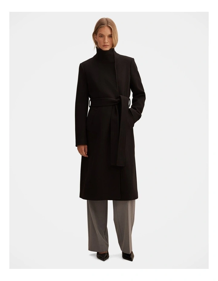 Phoebe Funnel Neck Coat in Black image 5