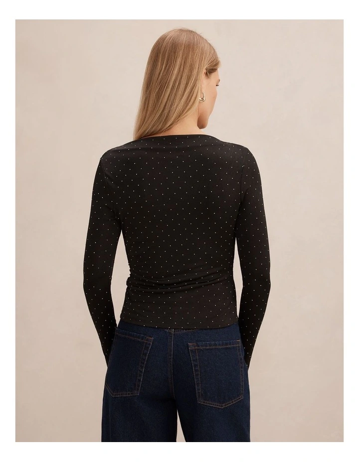 Delaney Embellished Long Sleeves Top in Black image 2