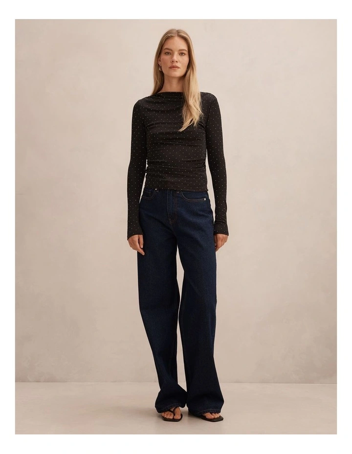 Delaney Embellished Long Sleeves Top in Black image 5