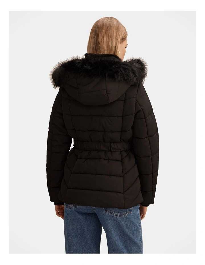 Macey Short Puffer Jacket in Black image 2