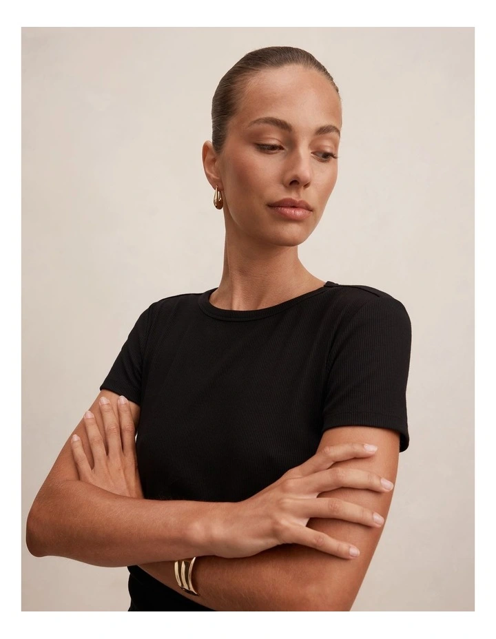 Kelly Tuck Detail Baby TinShirt in Black image 4