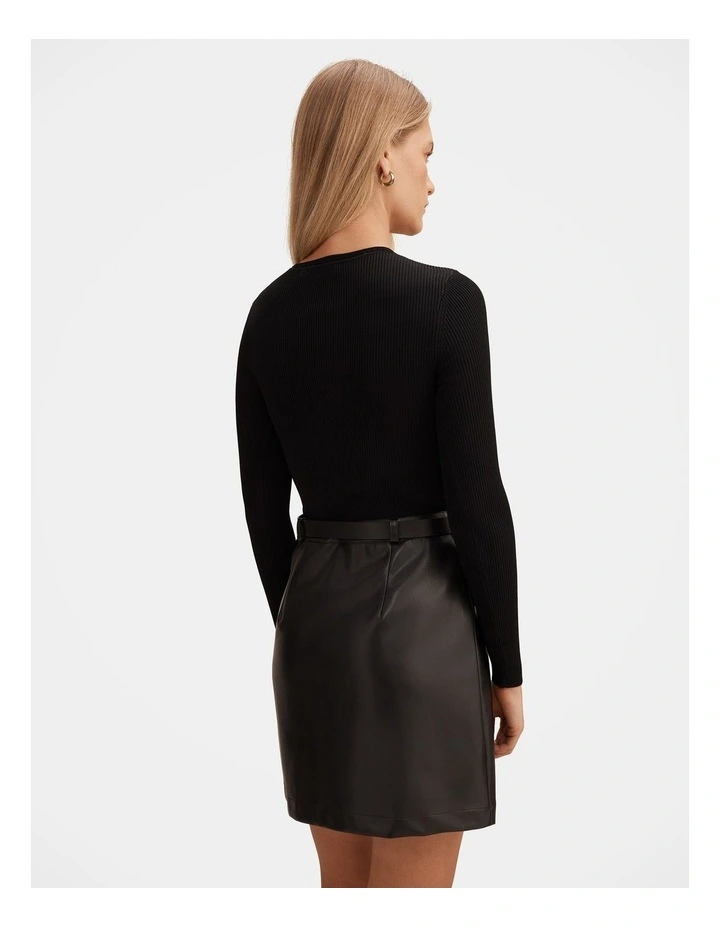 Palmer Faux Leather Mixed Mini Dress in Black image 2