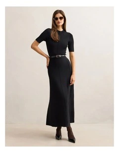 Josie Ainline Knitted Midi Dress in Black
