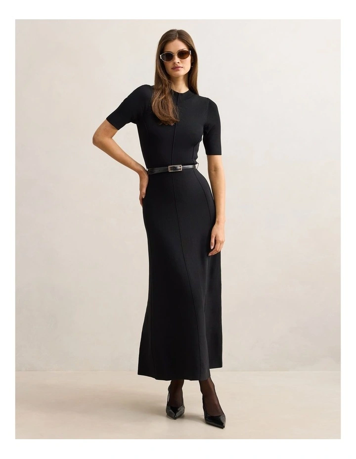 Josie Ainline Knitted Midi Dress in Black image 1