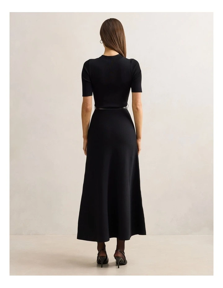 Josie Ainline Knitted Midi Dress in Black image 2