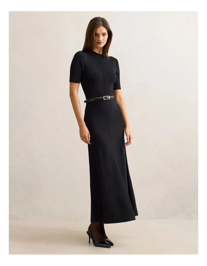Josie Ainline Knitted Midi Dress in Black image 3