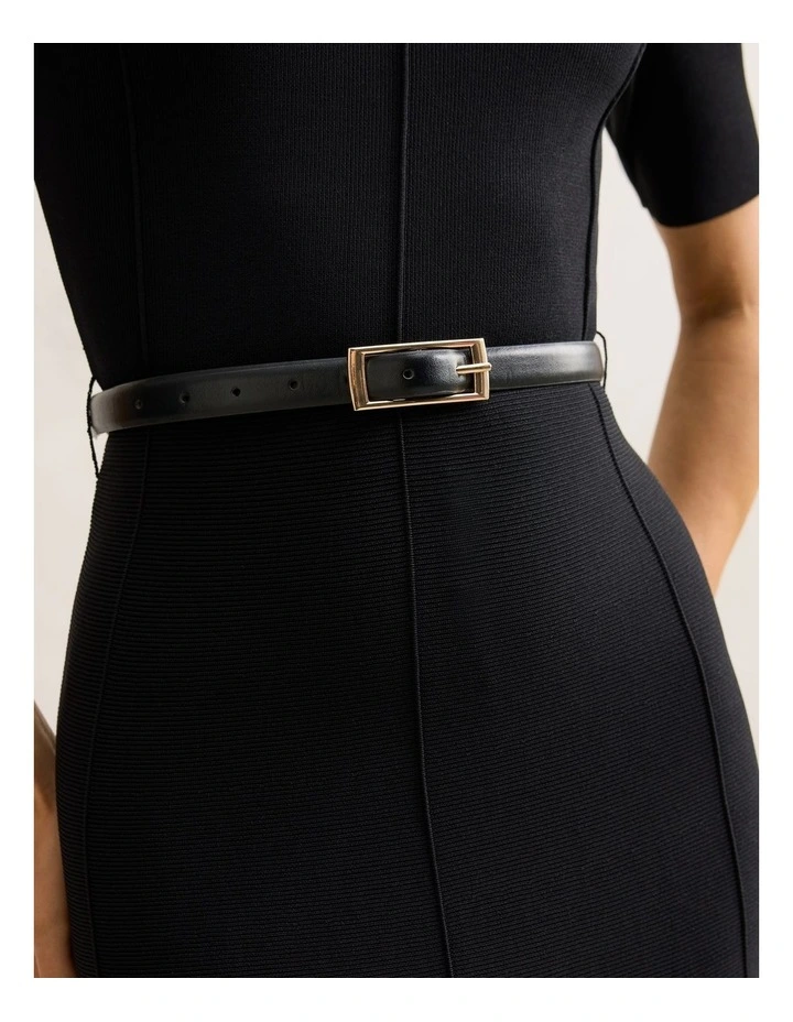 Josie Ainline Knitted Midi Dress in Black image 4