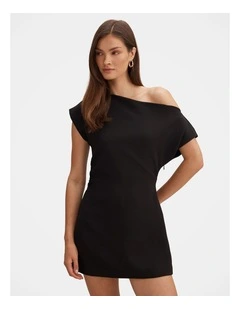 Danielle Asymmetrical Mini Dress in Black
