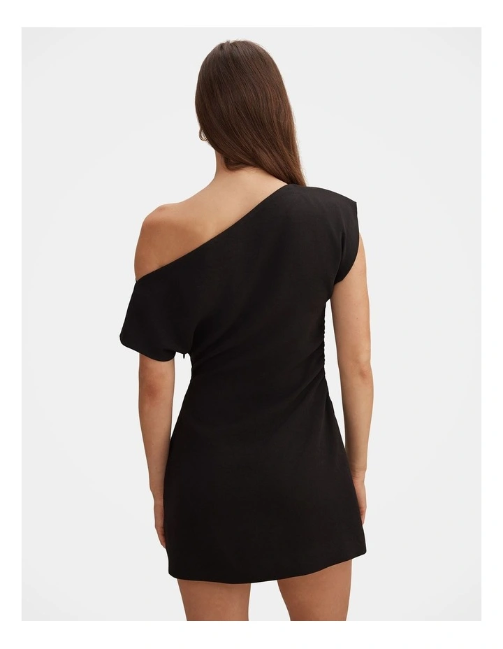Danielle Asymmetrical Mini Dress in Black image 2