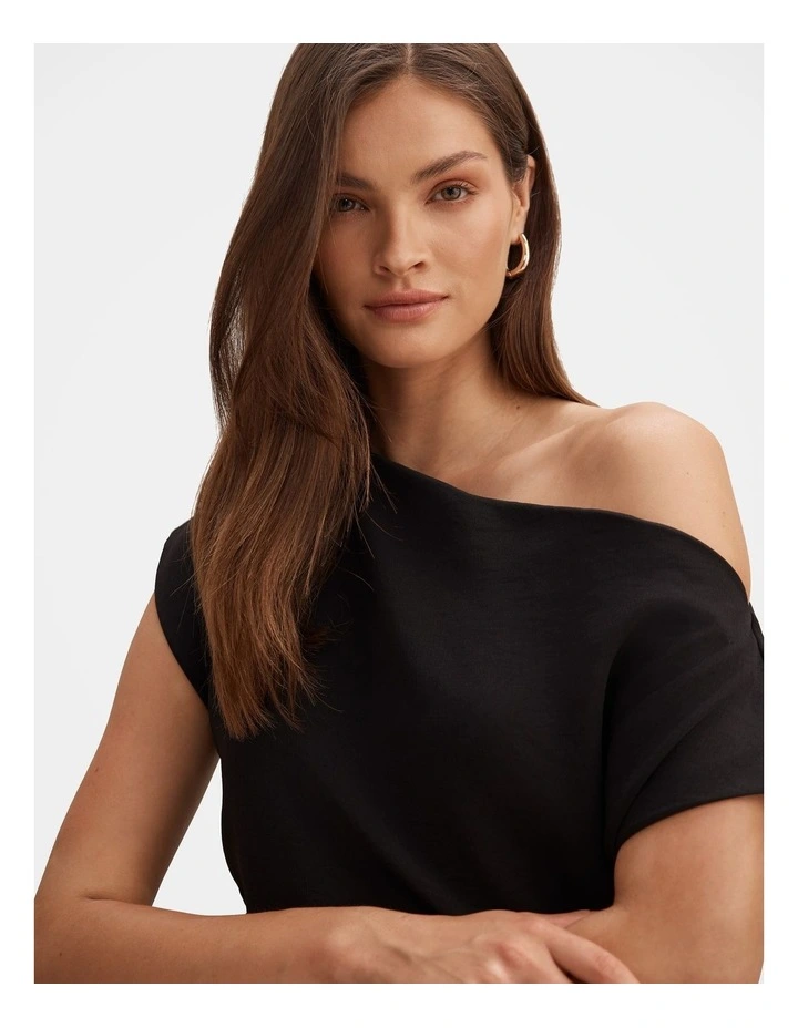 Danielle Asymmetrical Mini Dress in Black image 4