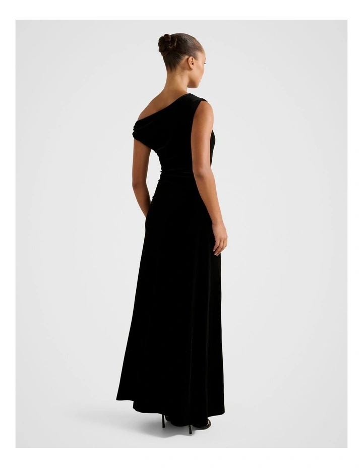 Winslet Off Shoulder Velvet Gown in Black image 2