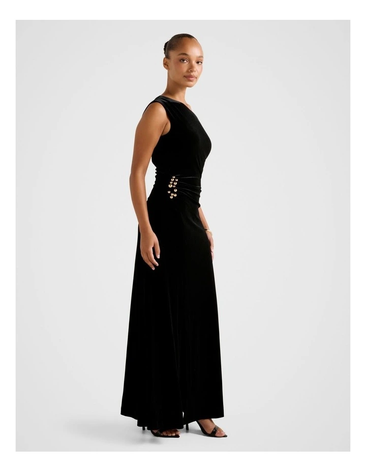 Winslet Off Shoulder Velvet Gown in Black image 3