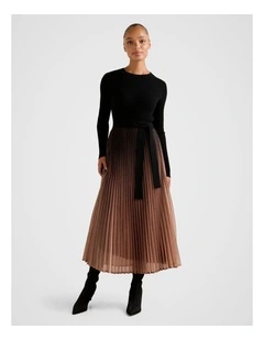 Celina Ombre Metallic Midi Dress in Black