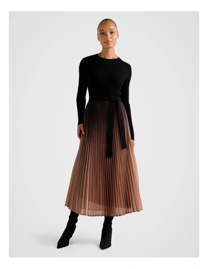 Celina Ombre Metallic Midi Dress in Black image 1